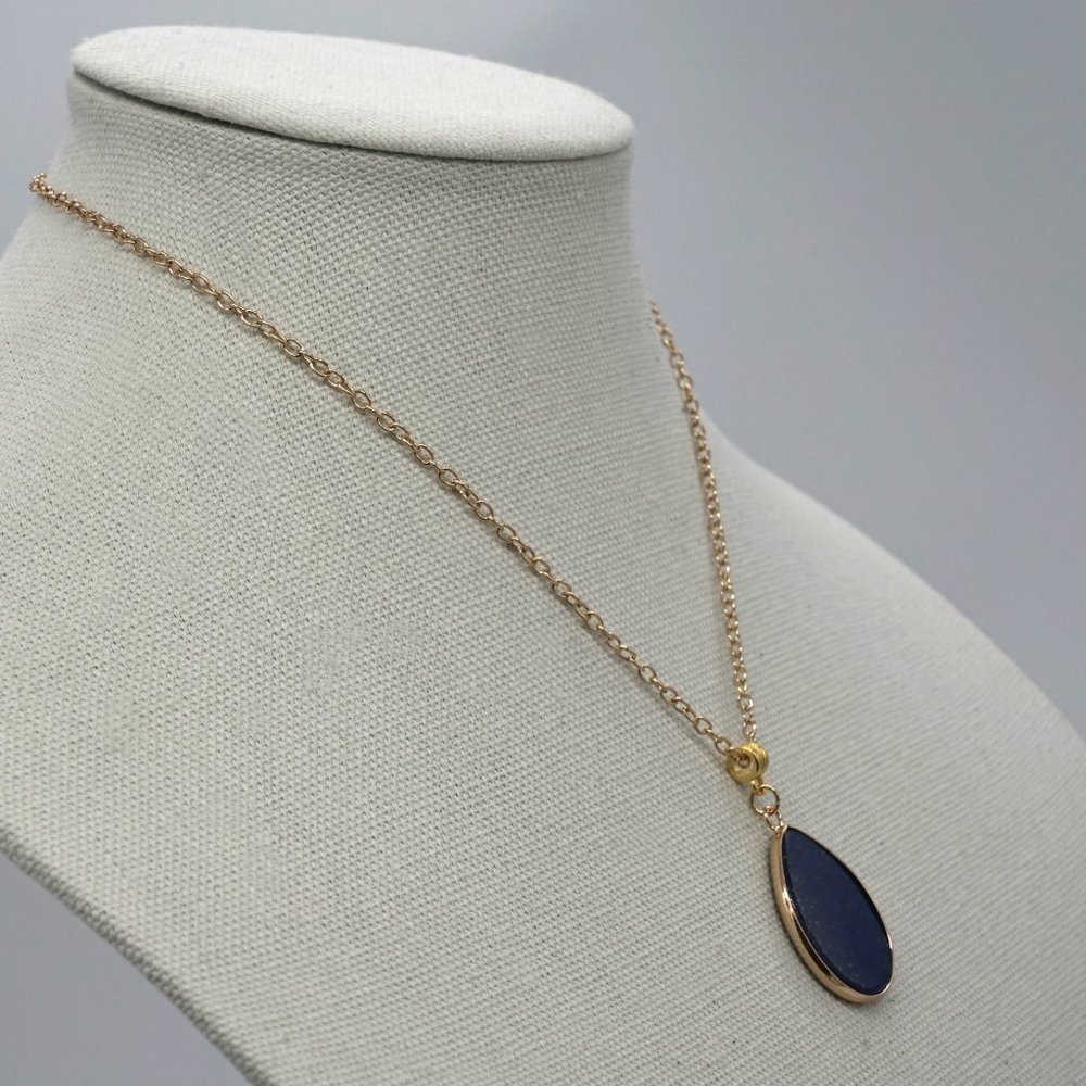 Genuine Lapis stone with link style chain. - Picture 3 of 4